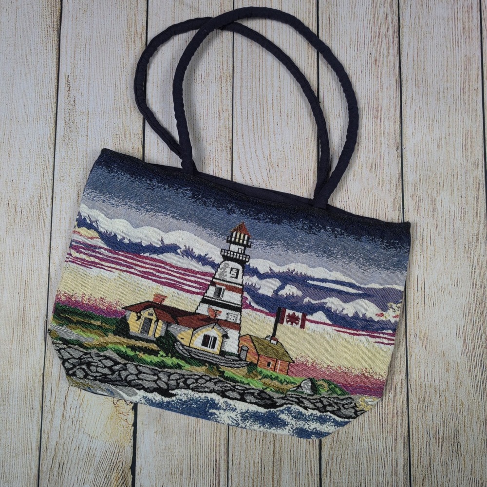 Gajimoti Tapestry‎ Tote Bag Lighthouse Scene Travel Shoulder Bag Purse